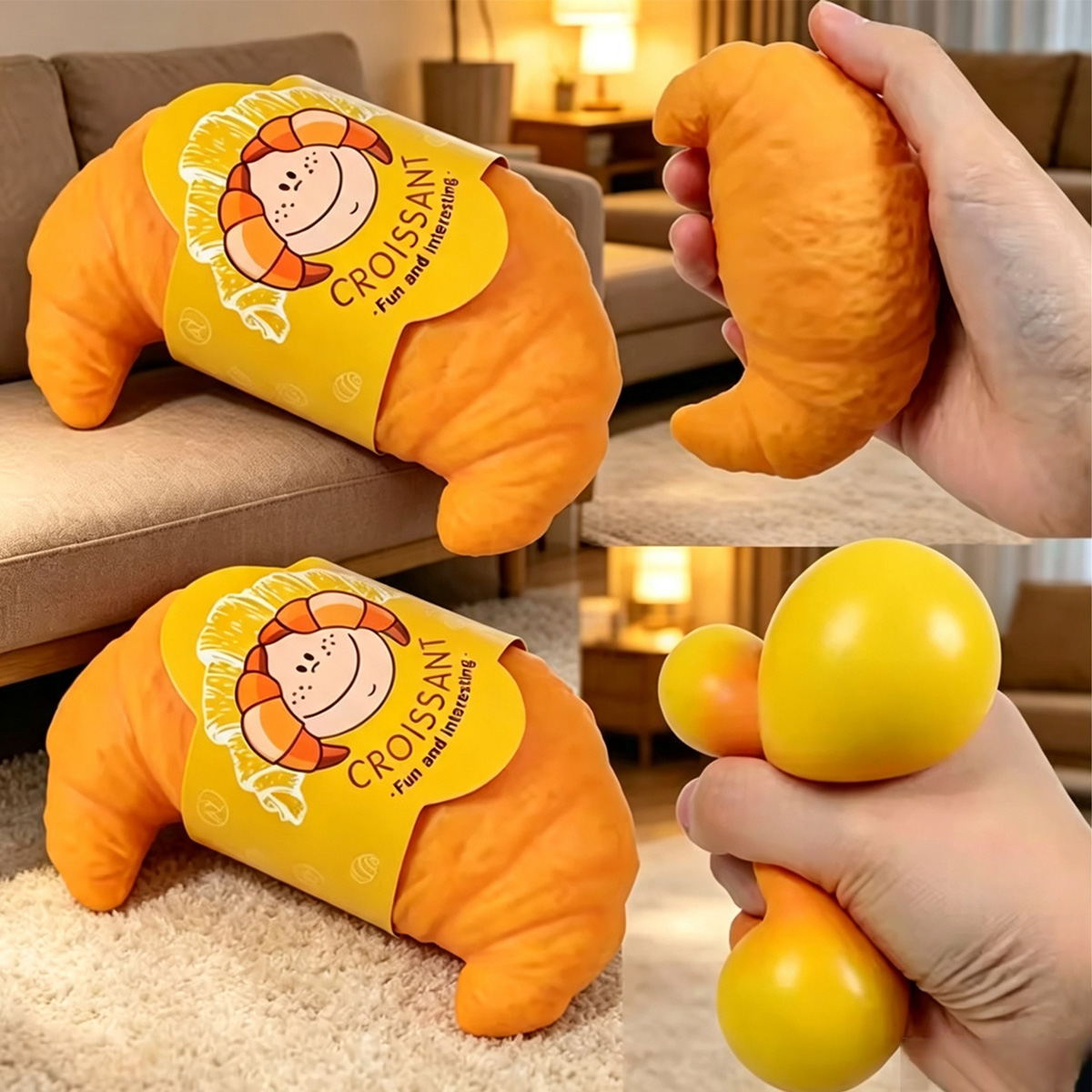 1/2/3Pcs Croissant Bread Stres - Baby Food Toy ulasan dan harga