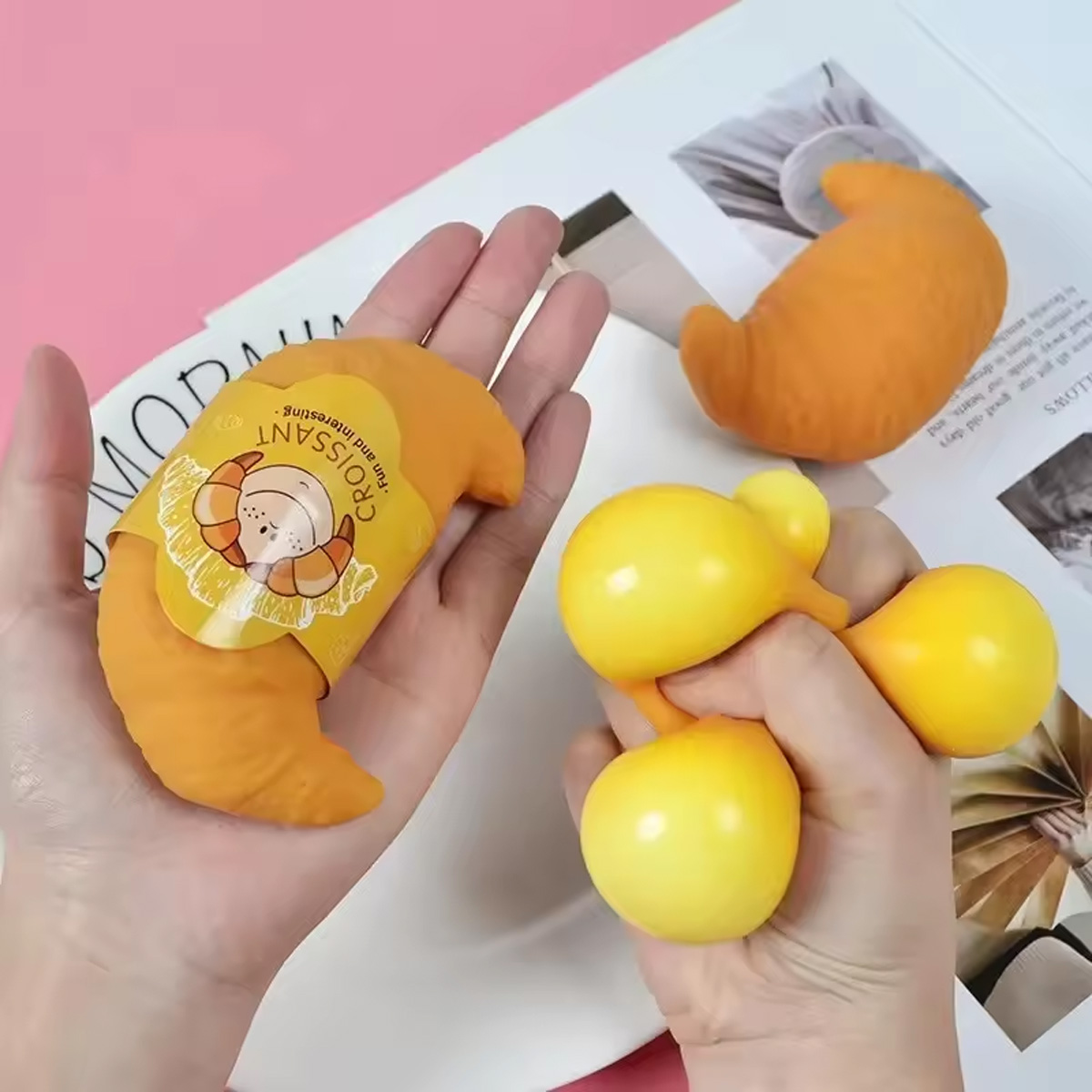 1/2/3Pcs Croissant Bread Stres - Baby Food Toy ulasan dan harga